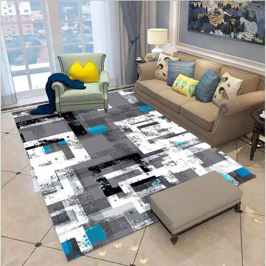 ALDO Home & Kitchen>Area Rugs>Carpet 90x120cm(35X47in) 3 x 4 foot / Flannel / Multicolor Grafity Style White Back Gray and Blue Modern Luxury Non-Slip Stain Resistant Rug Carpet