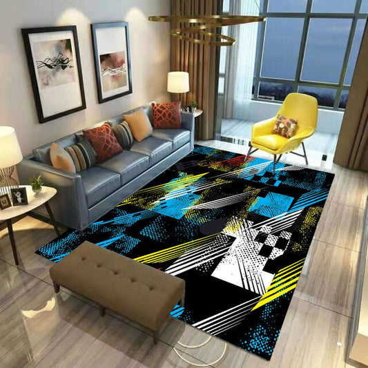ALDO Home & Kitchen>Area Rugs>Carpet 90x120cm(35X47in) 3 x 4 foot / Flannel / White Black Yellow and Blue Grafity Style Cubism Fantasy Modern Luxury Non-Slip Stain Resistant Rug Carpet