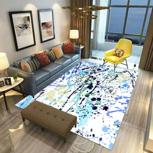 ALDO Home & Kitchen>Area Rugs>Carpet 90x120cm(35X47in) 3 x 4 foot / Flannel / White Blue and Black Grafity Style Spring Fantasy Modern Luxury Non-Slip Stain Resistant Rug Carpet
