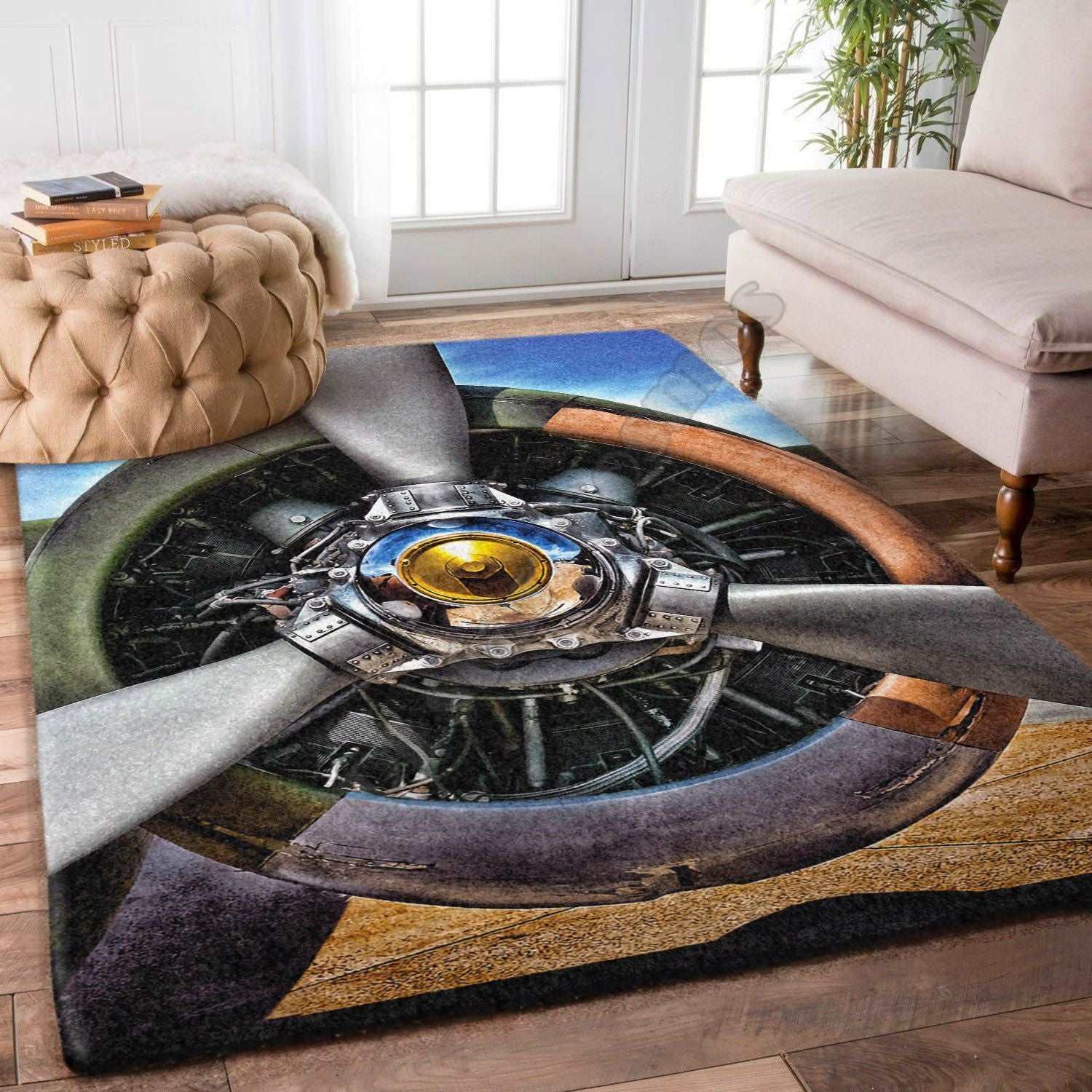 ALDO Home & Kitchen>Area Rugs>Carpet Airplane Propeller Modern Luxury Non-Slip Stain Resistant Rug Carpet