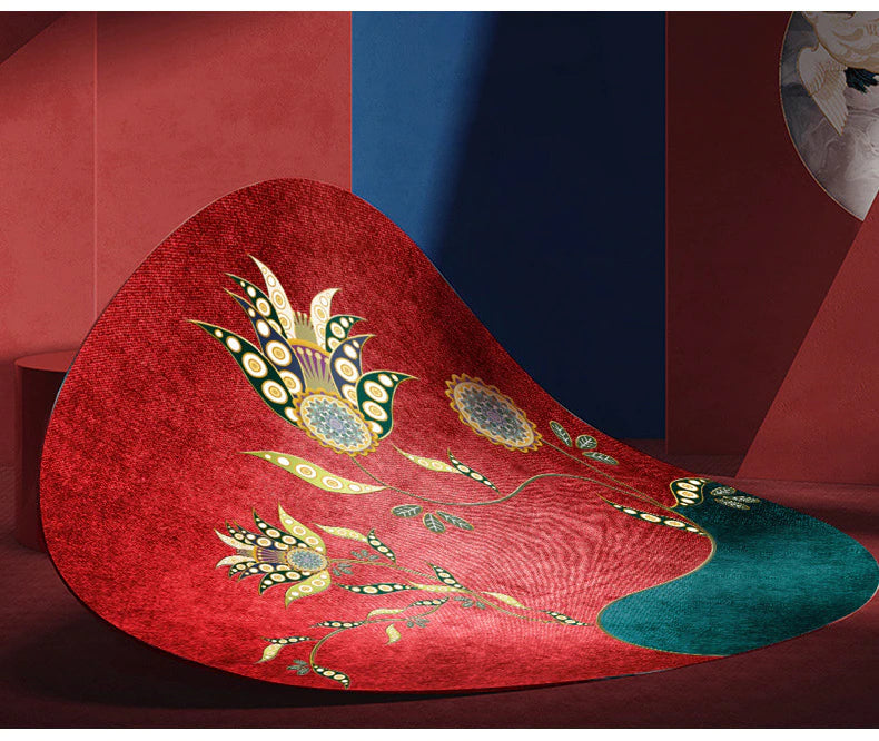 ALDO Home & Kitchen>Area Rugs>Carpet Luxury Art Far Eastern Style with Flowers Non-Slip Round Rug Carpet