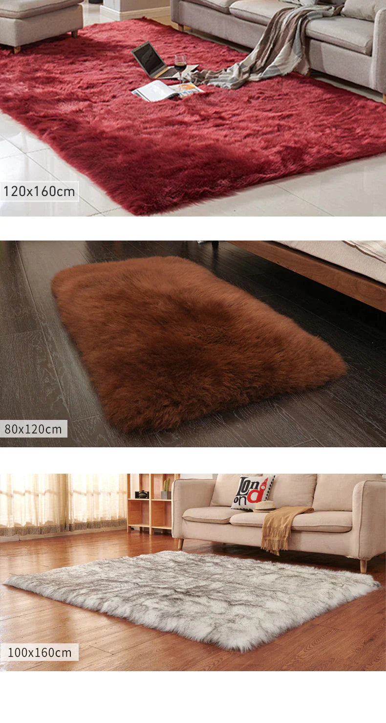 ALDO Home & Kitchen>Area Rugs>Carpet Luxury Super Soft Faux Sheepskin Fur Brown Area Rugs for Bedside Floor Mat Plush Sofa Cover Seat Pad for Bedroom