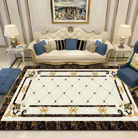 ALDO Home & Kitchen>Area Rugs>Carpet New 2.6 feet Wide x 4 feet Long / Polyester / Multicolor European Design Versailles Palace Rose Style Luxury Non-Slip  Rug Carpet