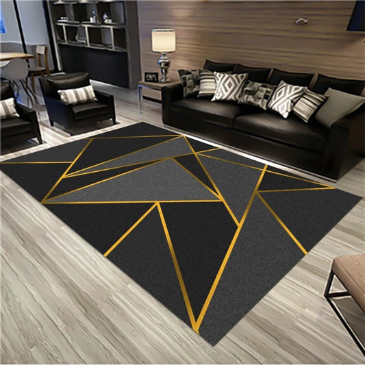 ALDO Home & Kitchen>Area Rugs>Carpet New 2.6 feet Wide x 4 feet Long / Polyester / Red and Gold Modern 3D European Design Fantasia Geometric Luxury Non-Slip  Rug Carpet