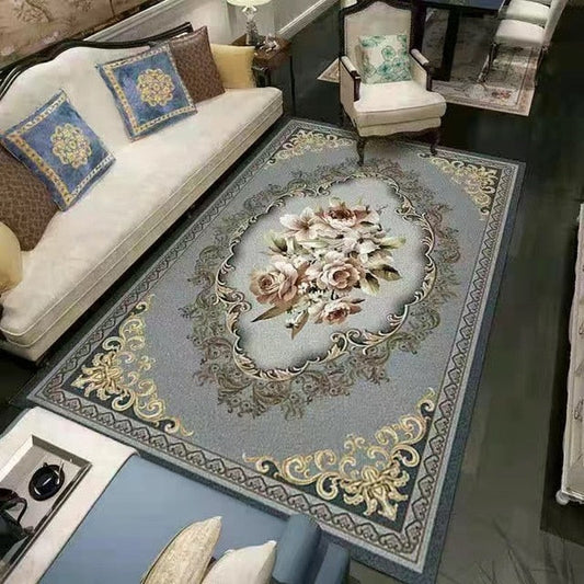 ALDO Home & Kitchen>Area Rugs>Carpet New 2 feet Wide x 3 feet Long / Polyester / Multicolor European Design Royal Gray and Gold Luxury Non-Slip  Rug Carpet