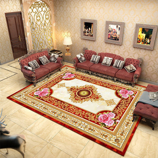 ALDO Home & Kitchen>Area Rugs>Carpet New 2 feet Wide x 3 feet Long / Polyester / Multicolor European Design Versailles Palace Stylw Rose Garden Luxury Non-Slip  Rug Carpet