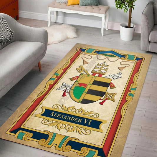 ALDO Home & Kitchen>Area Rugs>Carpet New 3 feet Wide x 4 Feet Long / Polyester / Multicolor Vatican  Coat Of Arms For Pope Alexander VI Christian Luxury Non-Slip Stain Resistant Rug Carpet