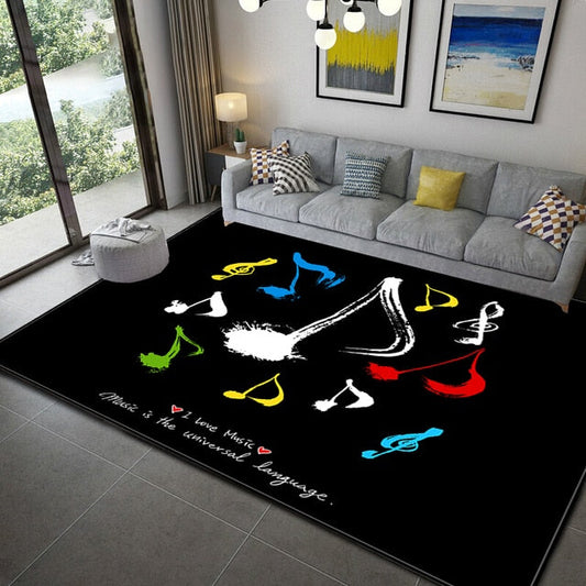 ALDO Home & Kitchen>Area Rugs>Carpet New 5 Ft Long 3.3 Ft Wide / Polyester / Black and White Modern 3D Sound of Music Universal Decoration Non-Slip Rug Carpet