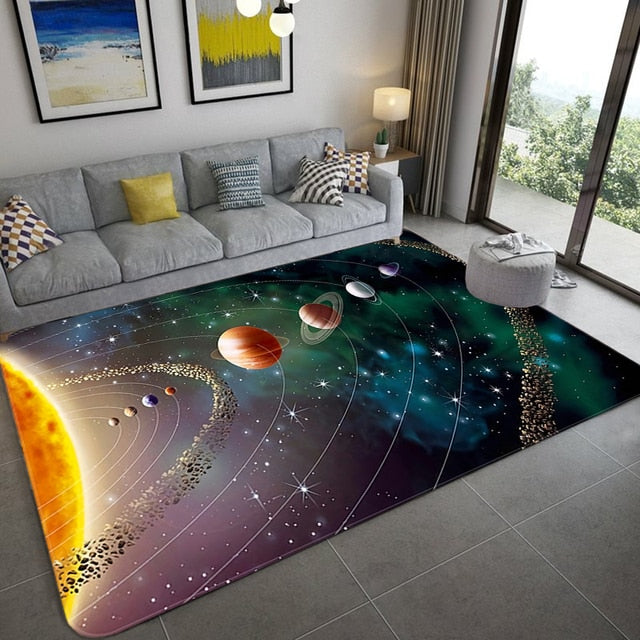ALDO Home & Kitchen>Area Rugs>Carpet New 5 Ft Long 3.3 Ft Wide / polyester / Blue Modern 3D  Planet System Decoration Rug Carpet