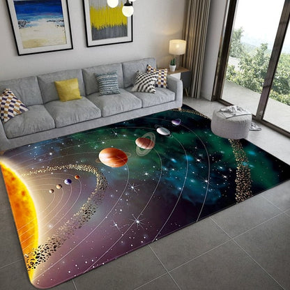 ALDO Home & Kitchen>Area Rugs>Carpet New 5 Ft Long 3.3 Ft Wide / polyester / Blue Modern 3D  Planet System Decoration Rug Carpet