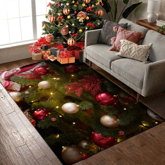ALDO Home & Kitchen>Area Rugs>Carpet New 5 Ft Long 3.3 Ft Wide / Polyester / Red Marry Christmas Tree Ornaments Decoration Rug Carpet