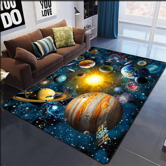 ALDO Home & Kitchen>Area Rugs>Carpet New 5 Ft Long 3.3 Ft Wide / polyester / Red Modern 3D Universe Planet Decoration Rug Carpet