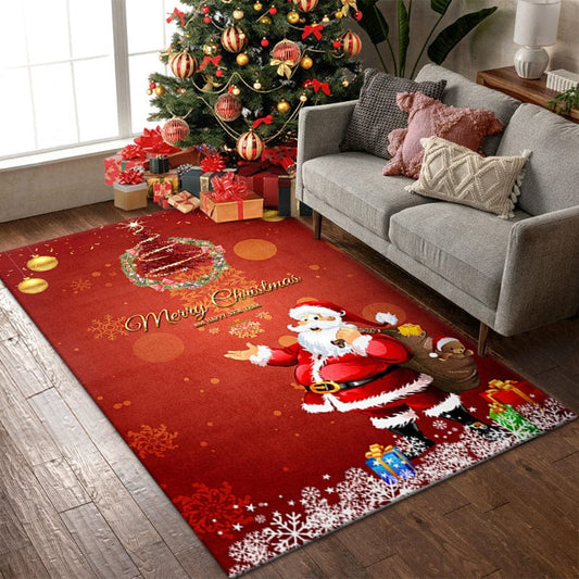 ALDO Home & Kitchen>Area Rugs>Carpet New 5 Ft Long 3.3 Ft Wide / polyester / Red Santa Claus Christmas Decoration Polyester Rug Carpet