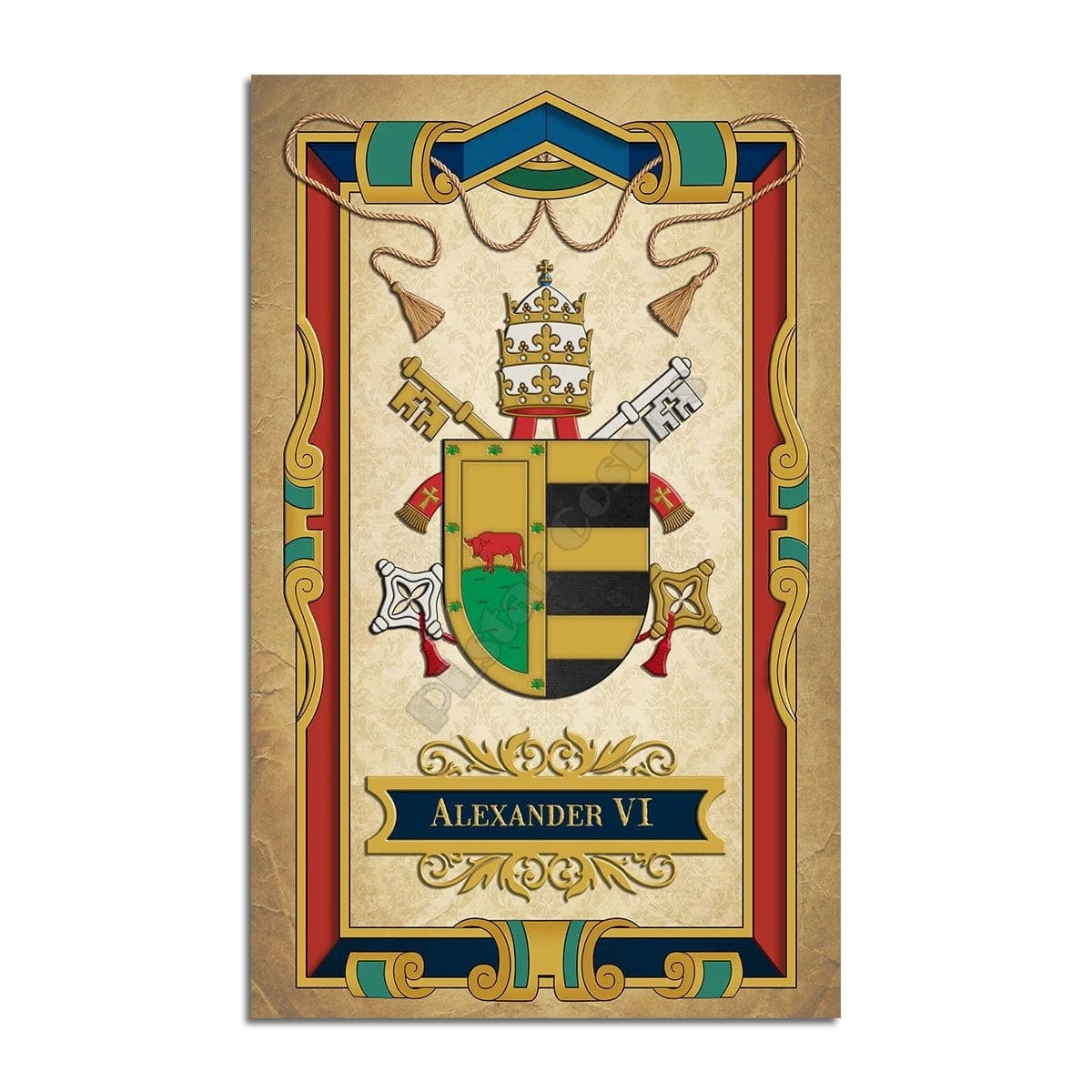ALDO Home & Kitchen>Area Rugs>Carpet Vatican  Coat Of Arms For Pope Alexander VI Christian Luxury Non-Slip Stain Resistant Rug Carpet