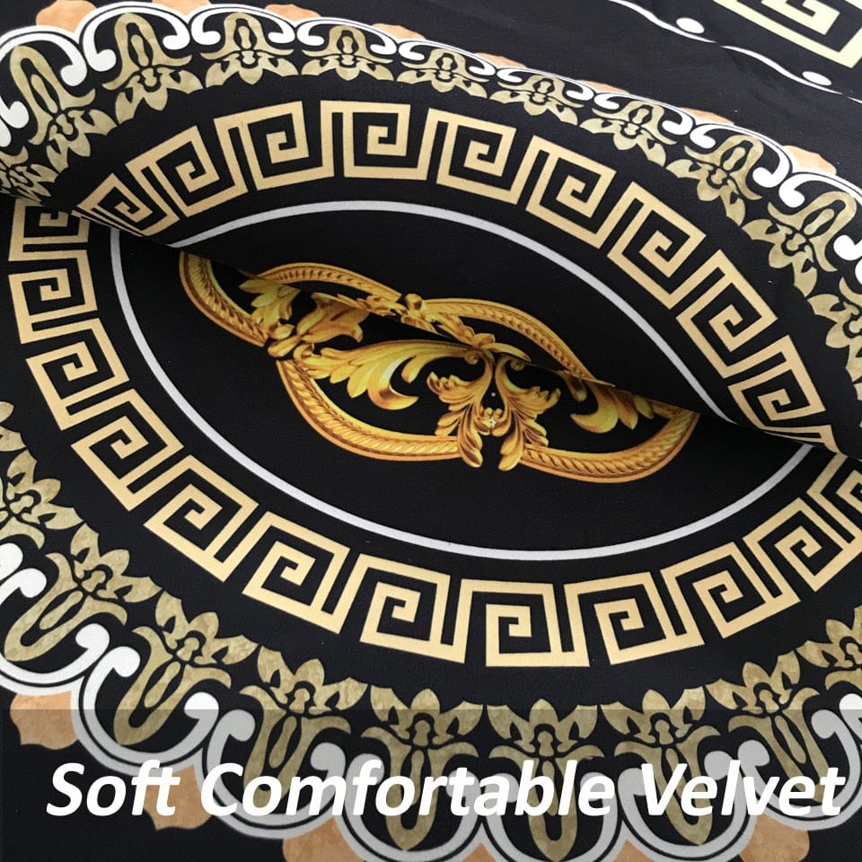 ALDO Home & Kitchen>Area Rugs>Carpet Versace Style Black White and Gold Luxury Non-Slip Round  Rug Carpet