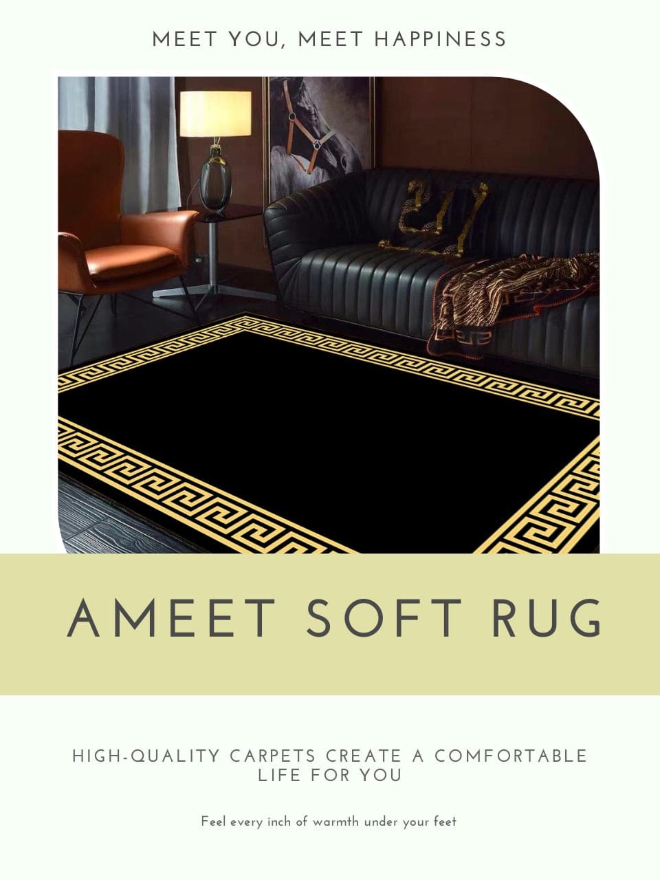 ALDO Home & Kitchen>Area Rugs>Carpet Versace Style Designer Black and White Luxury Non-Slip Rug Carpet