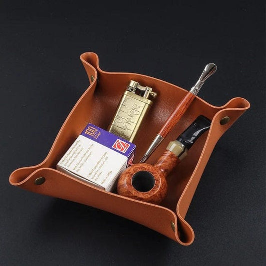 ALDO Home & Kitchen>Ashtray 7.8" x 7.8"/20*20cm / Leather Leather Foldable Rollable Ashtray for Tobacco Pipes
