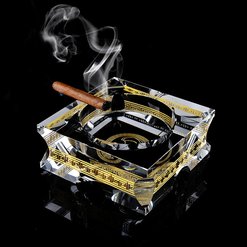 ALDO Home & Kitchen>Ashtray French Royal Style Hand Made Fine Led Free Cristal with Real Gold leaf Designer Ashtray