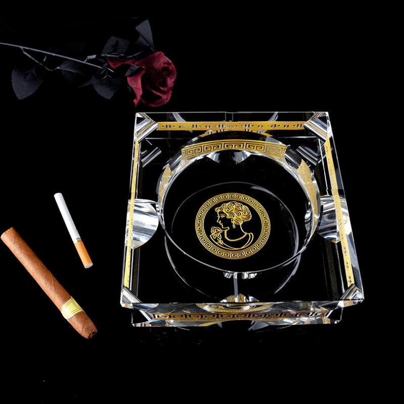 ALDO Home & Kitchen>Ashtray French Royal Style Hand Made Fine Led Free Cristal with Real Gold leaf Designer Ashtray