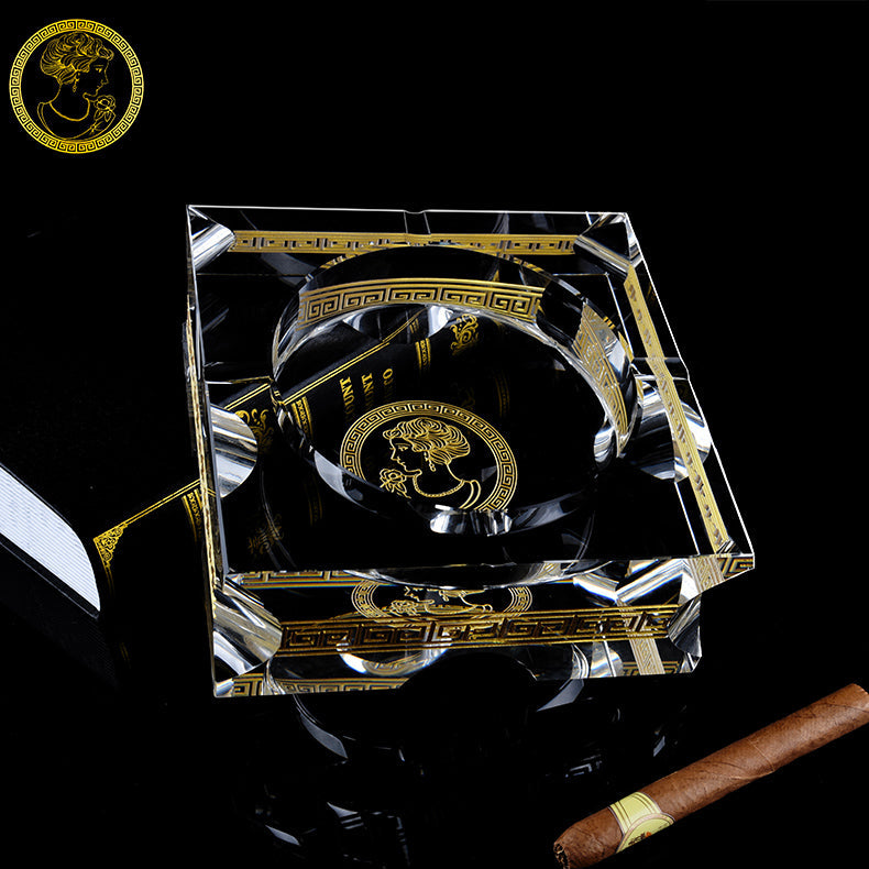 ALDO Home & Kitchen>Ashtray French Royal Style Hand Made Fine Led Free Cristal with Real Gold leaf Designer Ashtray