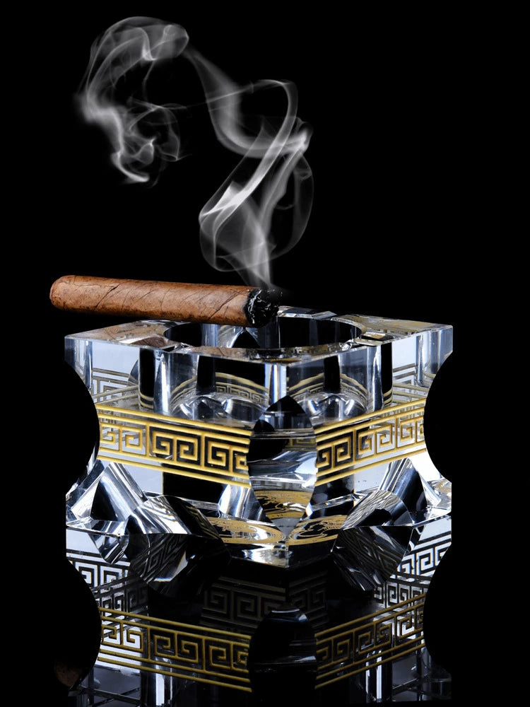 ALDO Home & Kitchen>Ashtray French Royal Style Hand Made Fine Led Free Cristal with Real Gold leaf Designer Ashtray
