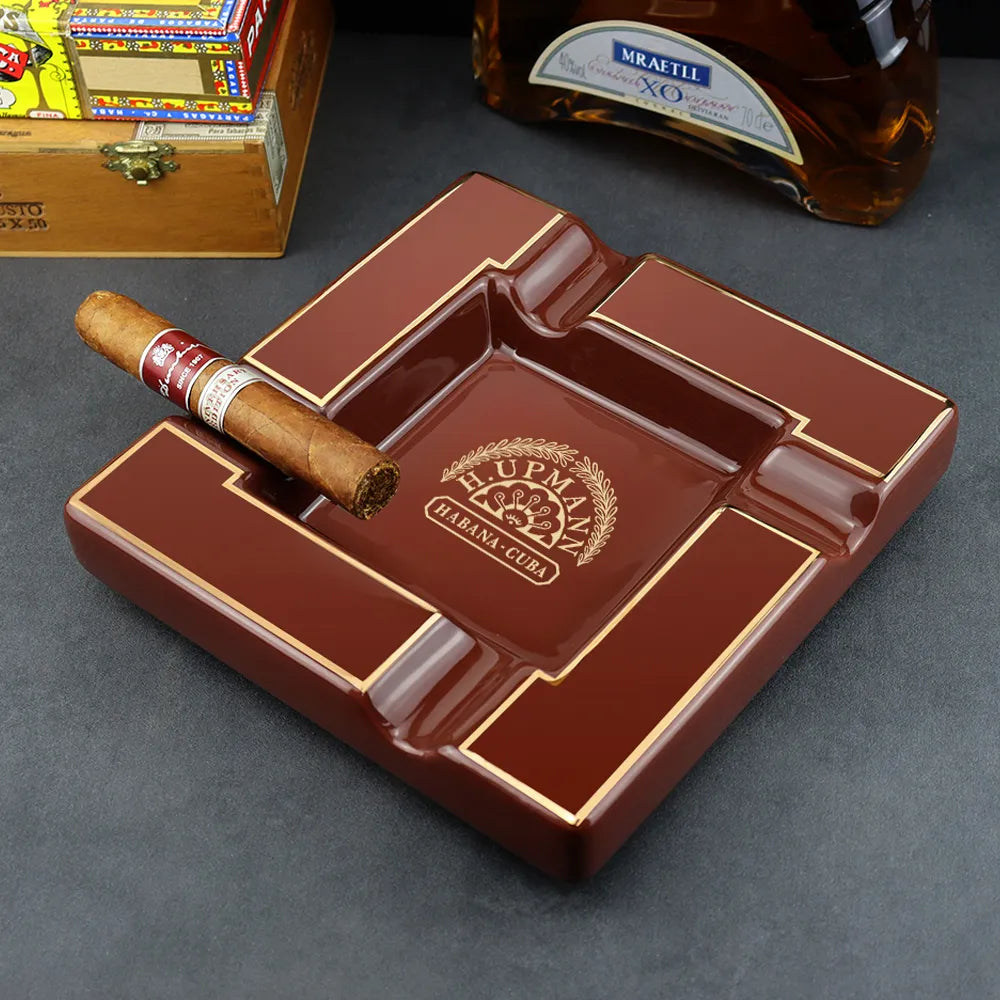 ALDO Home & Kitchen>Ashtray Luxury Style Hand Made Fine Ceramic Large Designer Cigars H. Upanmn Habana Cuba Ashtrays With Real Gold Leaf