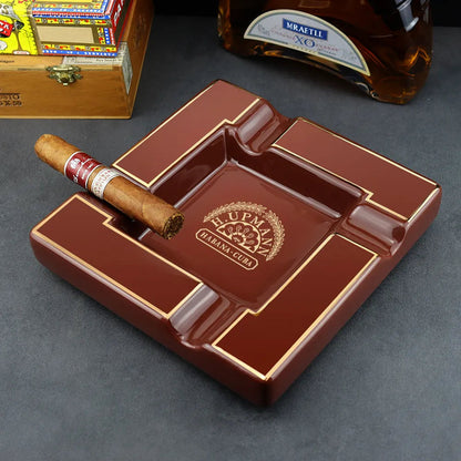 ALDO Home & Kitchen>Ashtray Luxury Style Hand Made Fine Ceramic Large Designer Cigars H. Upanmn Habana Cuba Ashtrays With Real Gold Leaf