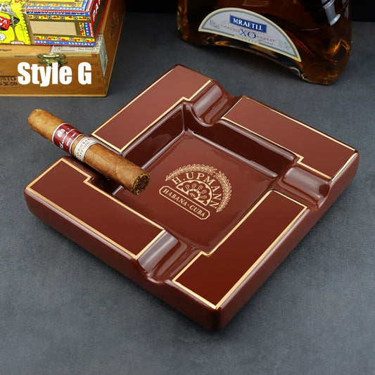 ALDO Home & Kitchen>Ashtray Luxury Style Hand Made Fine Ceramic Large Designer Cigars H. Upanmn Habana Cuba Ashtrays With Real Gold Leaf