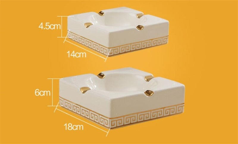 ALDO Home & Kitchen>Ashtray Versace Gold Crown Style Handmade Fine Ceramic Designer Ashtray With Real Gold Leaf