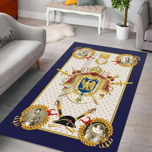 ALDO Home & Kitchen>Cups, Mugs, & Saucers 90cmx120cm / 3.5" x " foot / Polyester / Multicolor Modern Napoleon Coat Of Arms Luxury Non-Slip Stain Resistant Rug Carpet