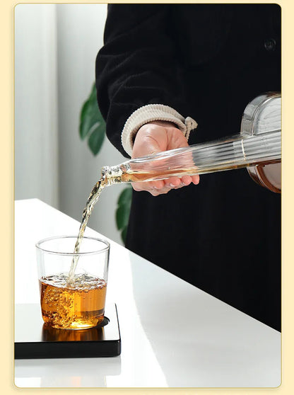 ALDO Home & Kitchen>Cups, Mugs, & Saucers Crystal Led Free Glass Gutar Decanter Bottle Two  Glasses and Holder Set For Liquor Wine Whisky Vodka