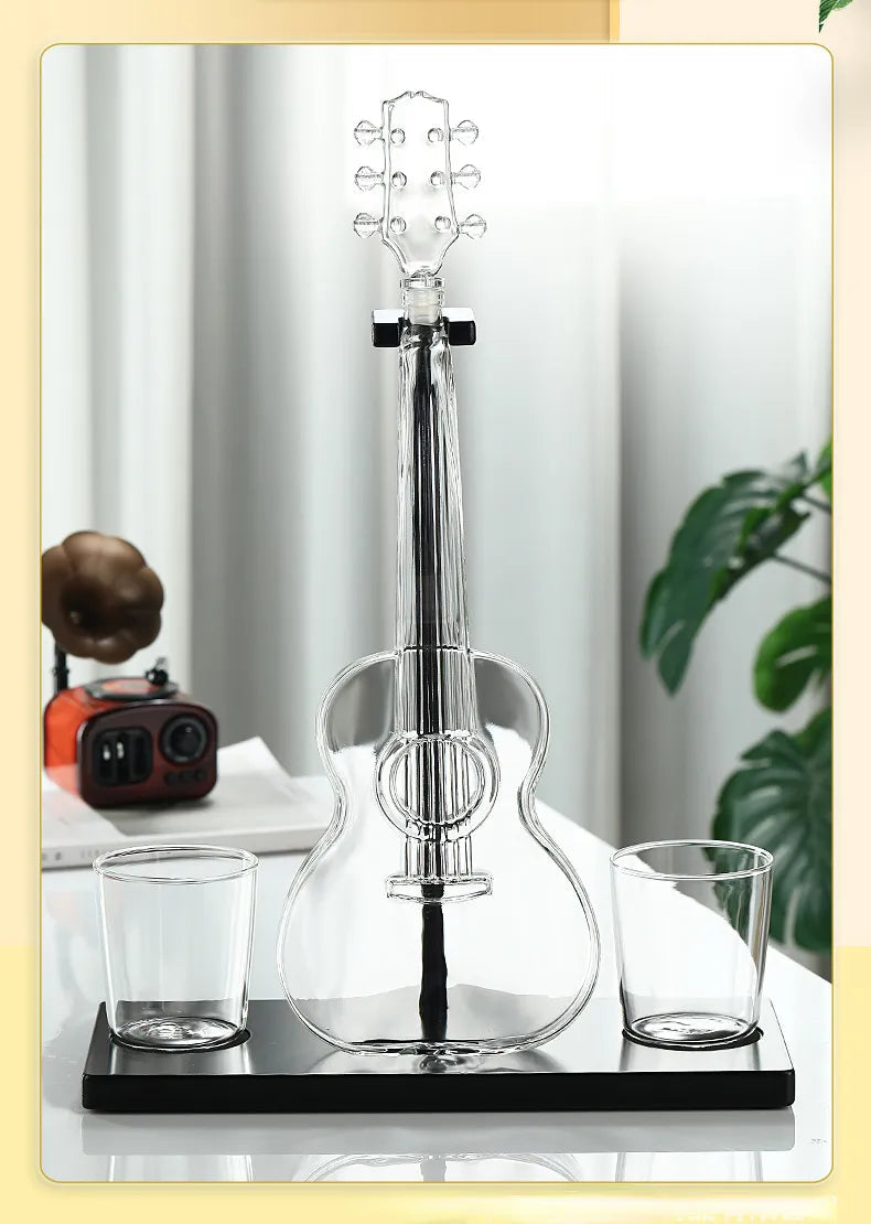 ALDO Home & Kitchen>Cups, Mugs, & Saucers Crystal Led Free Glass Gutar Decanter Bottle Two  Glasses and Holder Set For Liquor Wine Whisky Vodka