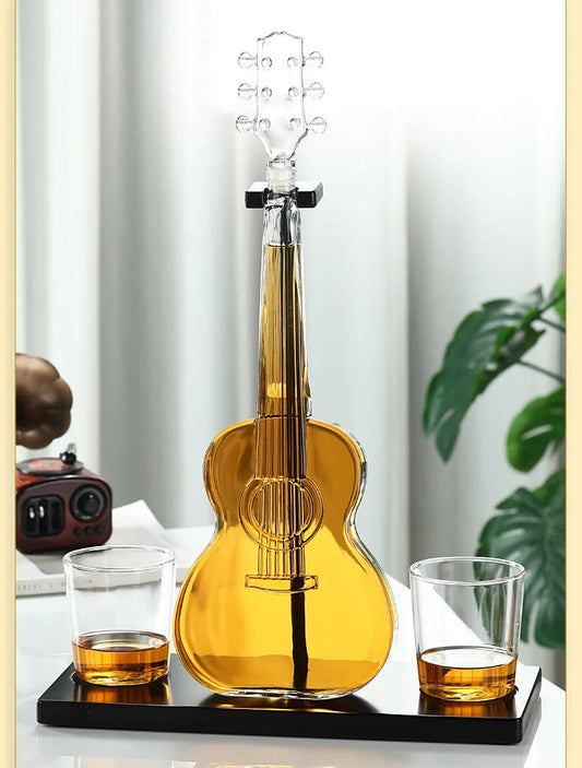 ALDO Home & Kitchen>Cups, Mugs, & Saucers Crystal Led Free Glass Gutar Decanter Bottle Two  Glasses and Holder Set For Liquor Wine Whisky Vodka