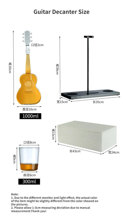 ALDO Home & Kitchen>Cups, Mugs, & Saucers Crystal Led Free Glass Gutar Decanter Bottle Two  Glasses and Holder Set For Liquor Wine Whisky Vodka