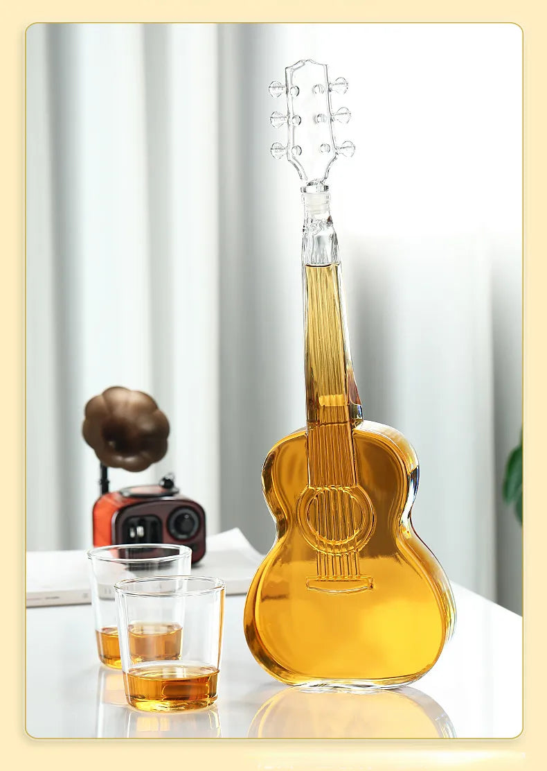 ALDO Home & Kitchen>Cups, Mugs, & Saucers Crystal Led Free Glass Gutar Decanter Bottle Two  Glasses and Holder Set For Liquor Wine Whisky Vodka