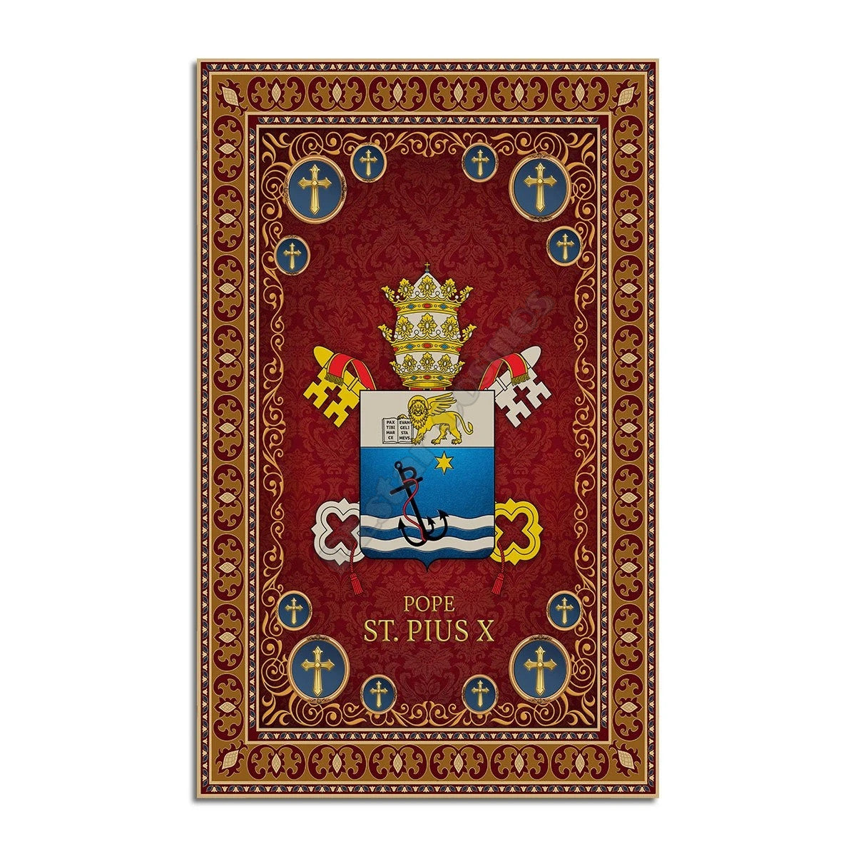 ALDO Home & Kitchen>Cups, Mugs, & Saucers Luxury Non-Slip Stain Resistant Rug Carpet Vatican Coat Of Arms For Pope ST. Pius X Christian