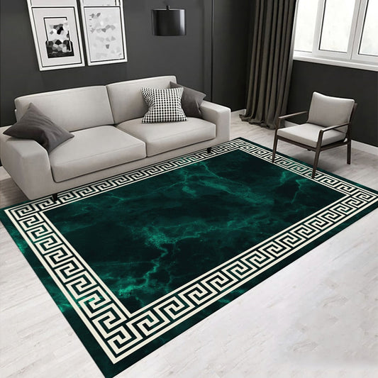 ALDO Home & Kitchen>Cups, Mugs, & Saucers New 2.6 feet Wide x 4 feet Long / Polyester / Marble Green and White Modern Versace Style Design Marble Green and White Luxury Non-Slip Rug Carpet