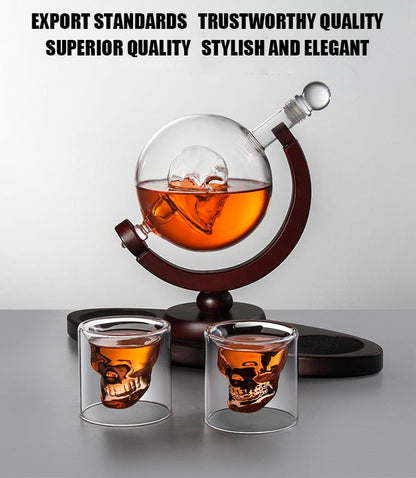 ALDO Home & Kitchen>Cups, Mugs, & Saucers New / Borosilicate Glass / Height: 23.5cm Diameter: 12.5cm Skull Halloween Glass Decanter Bottle With Holder For Liquor Wine Whisky Vodka