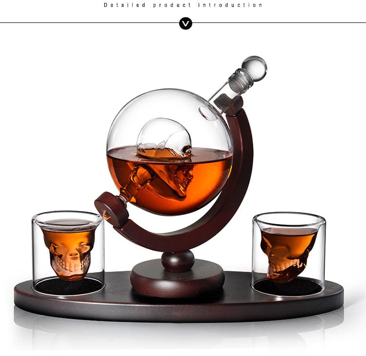 ALDO Home & Kitchen>Cups, Mugs, & Saucers New / Borosilicate Glass / Height: 23.5cm Diameter: 12.5cm Skull Halloween Glass Decanter Bottle With Holder For Liquor Wine Whisky Vodka