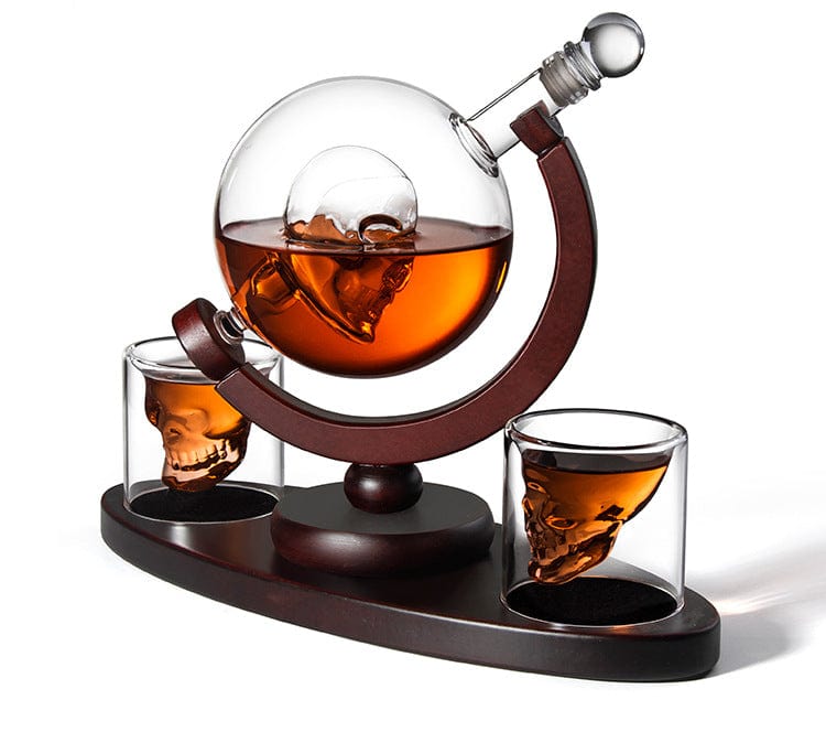 ALDO Home & Kitchen>Cups, Mugs, & Saucers New / Borosilicate Glass / Height: 23.5cm Diameter: 12.5cm Skull Halloween Glass Decanter Bottle With Holder For Liquor Wine Whisky Vodka
