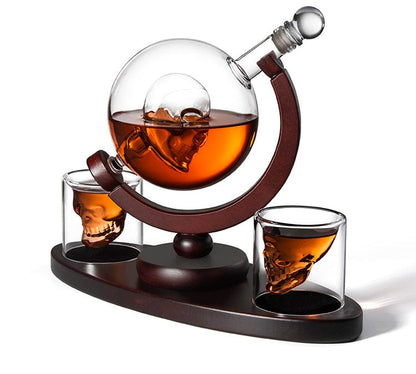ALDO Home & Kitchen>Cups, Mugs, & Saucers New / Borosilicate Glass / Height: 23.5cm Diameter: 12.5cm Skull Halloween Glass Decanter Bottle With Holder For Liquor Wine Whisky Vodka
