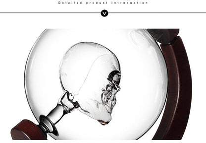 ALDO Home & Kitchen>Cups, Mugs, & Saucers New / Borosilicate Glass / Height: 23.5cm Diameter: 12.5cm Skull Halloween Glass Decanter Bottle With Holder For Liquor Wine Whisky Vodka