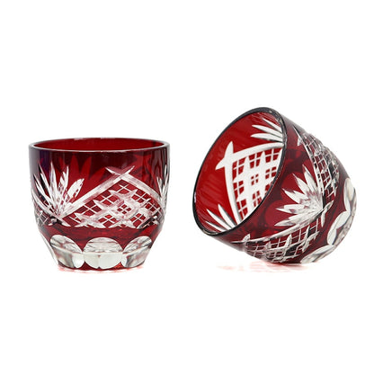 ALDO Home & Kitchen>Cups, Mugs, & Saucers New / Cristal / 10 oz Luxury Japanese Style Hand Cut and Blown Crystal Wine Whisky Red Decanter with Two Glass's Set
