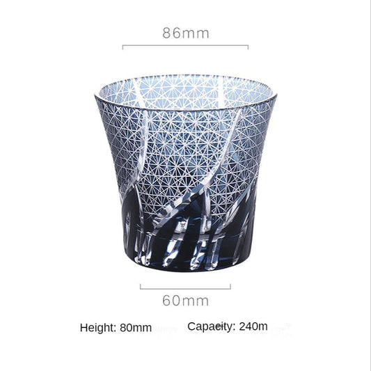 ALDO Home & Kitchen>Cups, Mugs, & Saucers New / Lead free Crystal / 85mm H x 60mm W / 33.4 " H x 23.6" W inches Japanese Kiriko Style Bohemian Czech Hand Cut and Blown Lead Free Crystal Snow Flakes Black Whisky Cocktail and Vodka Glass