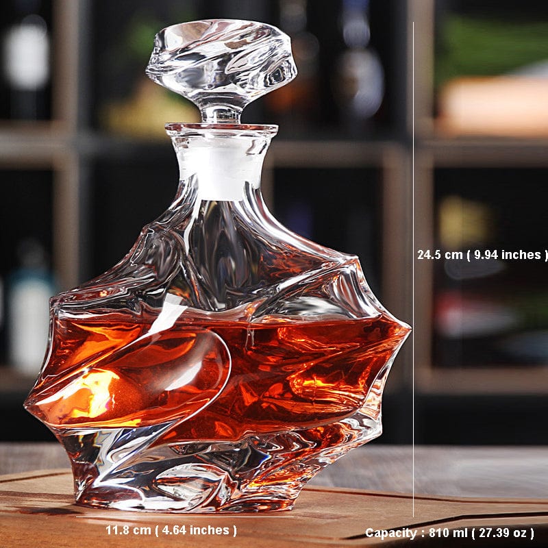 ALDO Home & Kitchen>Cups, Mugs, & Saucers New / Led Free Glass / 11.8 x 24.5 cm / 4.64 x 9.64 inches Unique Twist Design Crystal Glass Led Free 810 ml Decanter For Liquor Wine Whisky Vodka