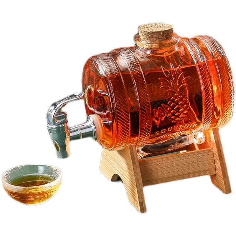 ALDO Home & Kitchen>Cups, Mugs, & Saucers New / Led Free Glass / 15 cm toll and 15.2 cm long / 5.9" toll and 6" long Barrel Design Crystal Glass Led Free 1000 ml Decanter For Liquor Wine Whisky Vodka
