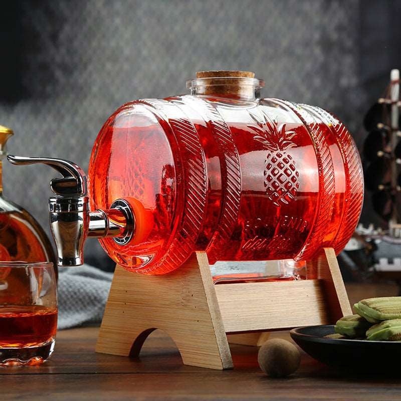 ALDO Home & Kitchen>Cups, Mugs, & Saucers New / Led Free Glass / 15 cm toll and 15.2 cm long / 5.9" toll and 6" long Barrel Design Crystal Glass Led Free 1000 ml Decanter For Liquor Wine Whisky Vodka