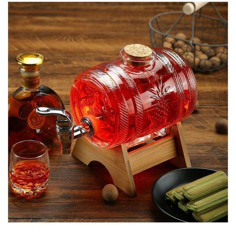 ALDO Home & Kitchen>Cups, Mugs, & Saucers New / Led Free Glass / 15 cm toll and 15.2 cm long / 5.9" toll and 6" long Barrel Design Crystal Glass Led Free 1000 ml Decanter For Liquor Wine Whisky Vodka