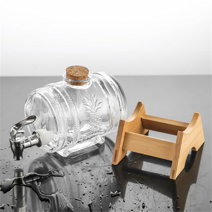 ALDO Home & Kitchen>Cups, Mugs, & Saucers New / Led Free Glass / 15 cm toll and 15.2 cm long / 5.9" toll and 6" long Barrel Design Crystal Glass Led Free 1000 ml Decanter For Liquor Wine Whisky Vodka