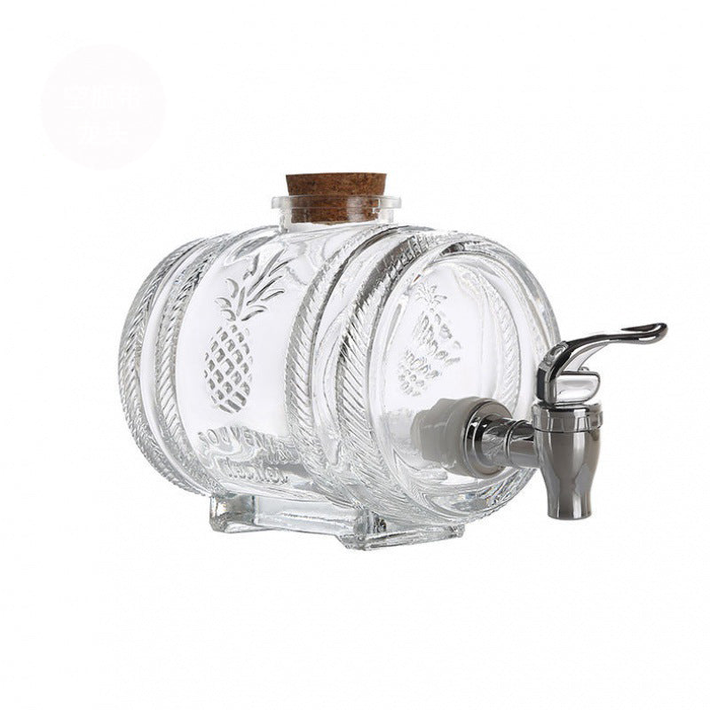 ALDO Home & Kitchen>Cups, Mugs, & Saucers New / Led Free Glass / 15 cm toll and 15.2 cm long / 5.9" toll and 6" long Barrel Design Crystal Glass Led Free 1000 ml Decanter For Liquor Wine Whisky Vodka